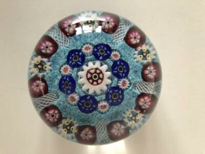 Paul Ysart Concentric Millefiori Art Glas Briefbeschwerer