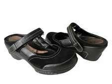 RIALTO Mystical Womens 11M Black Mary Jane Mule Slip On Suede Leather Clogs 