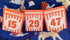 Whataburger Table Tent Number Lot of 3 Numbers 15, 29 & 47