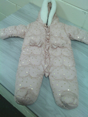 MATALAN PINK & GOLD STARS WATTIERTER SCHNEEANZUG - ALTER 0-3 M - SEHR GUTER ZUSTAND