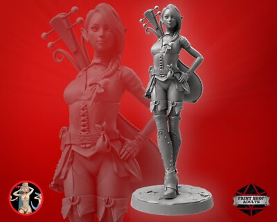 Young Elf Bardin Miniature Musician High Fantasy Figure NSFW 3D Print