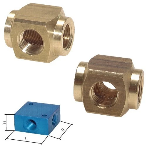 MARKENLOS Kreuz-Verteilerblöcke Verteiler Block Messing Aluminium Fitting Druckluft Wasser