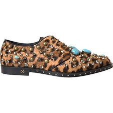 DOLCE & GABBANA Shoes Brown Leopard Hair Crystal Dress Broque EU37.5/US7 2700usd