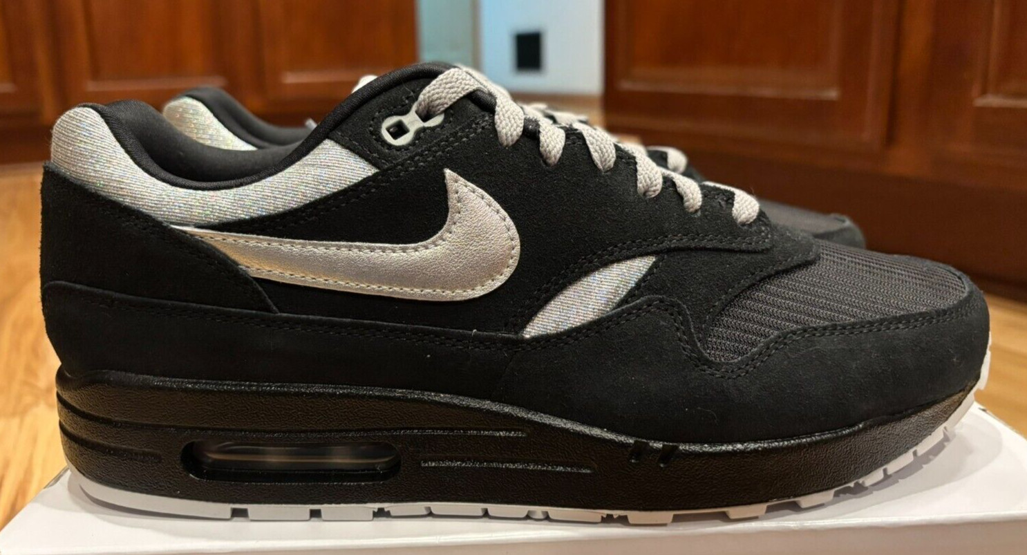 Nike By You Air Max 1 Black Silver FQ8790 900 Women's 11.5 Men's Size 10