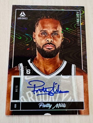 Patty Mills 2022-23 Panini Luminance Swirl Holo Autograph Auto /25
