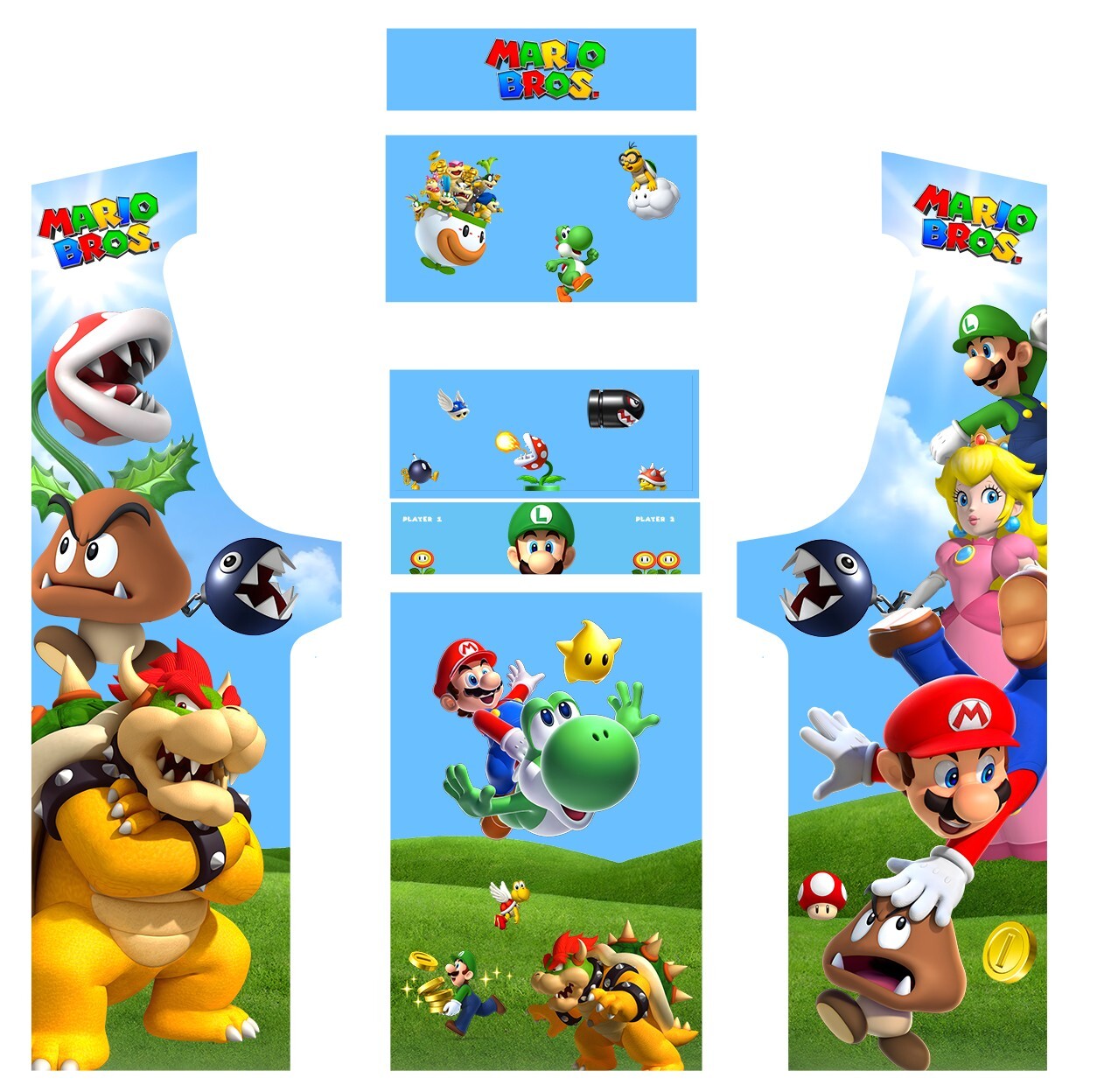 Stickers New Mario borne arcade MAME pour restaurer un meuble abîmé