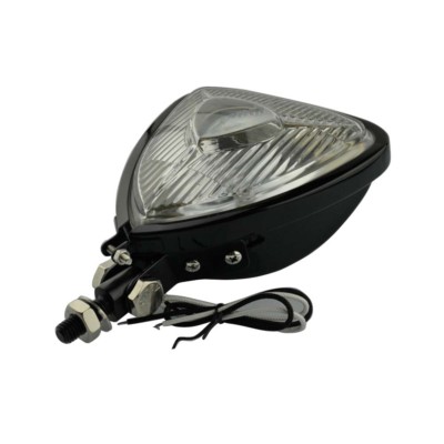 Black Vintage Motorcycle Headlight – Bottom Mount, Triangle Style