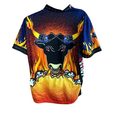 Primal Wear Vintage USA Coolmax Cycling 1/2 Zip Jersey BULL SHIFT Print  Large