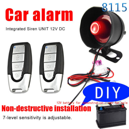 Diebstahlsicherung 12 V Auto Sicherheitssystem Horn Sirene Alarm mit 2 Fernbedienungen USA - Bild 1 von 12