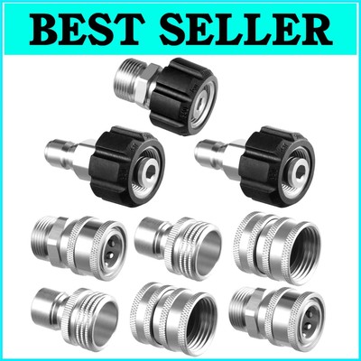 9-Piece Heavy-Duty Quick Connect Kit for M22 Pressure Washers - Secure & Easy