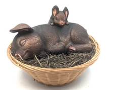 Ceramic Pigs Figurine One Laying Down & 2nd Is on Top Mama and Baby Pig