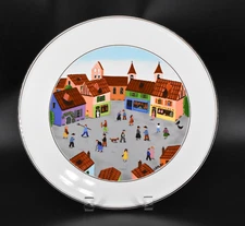 Villeroy Boch Naif Village Square VITRO Porcelain Cake Plate Round Platter 12"