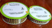 Ribbon Rhinestone Mesh Rolls Diamond Mesh Wrap Floral Garden 2 - Gold 1"  0.6"