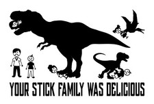 Large Dinosaur Eating Anti Stick Family Sticker Decal Trex Ate Your Stick Family