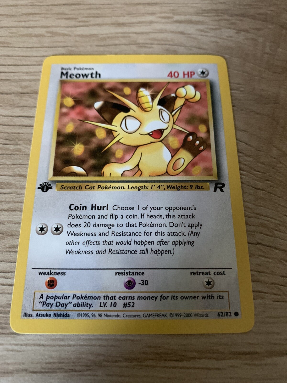 MEOWTH - 62/82 - 1st Edition Team Rocket - Common - Pokemon - NM