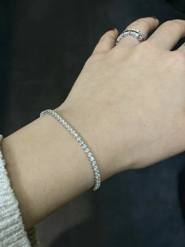 3 carat diamond bracelet 2024 14k white gold