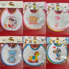 BAVETTE  NEONATO STAMPATE   “ROBY BABY” SPUGNA PLASTIFICATA Conf.6pz