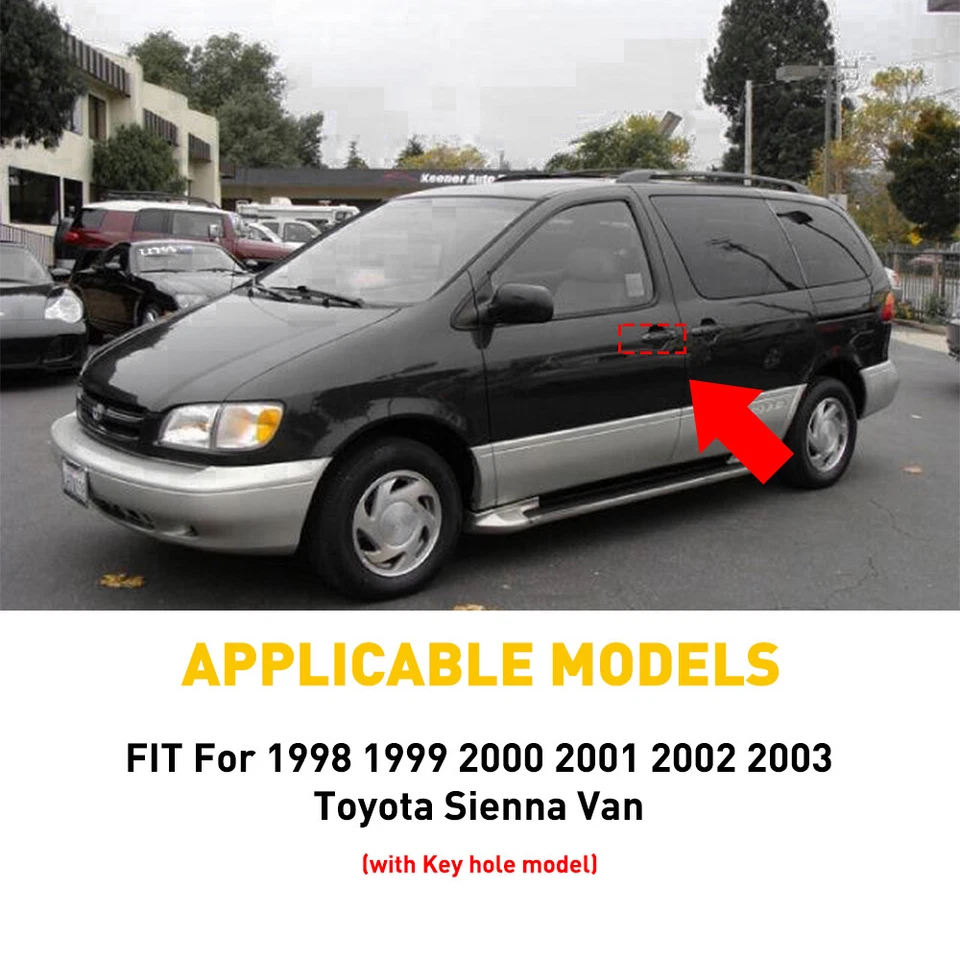 Front Left Right Outside Door Handle Fit Toyota Sienna 98-03 Driver & Passenger - Image 3 of 4