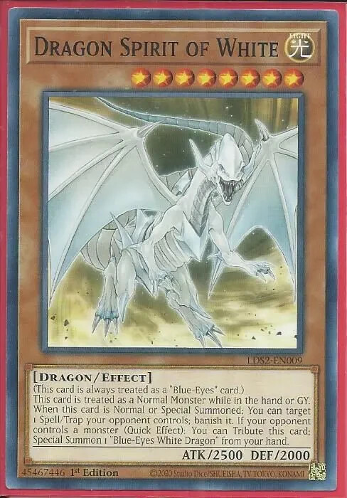 LDS2-EN009 Dragon Spirit of White Common 1st Edition Mint YuGiOh Card LDS2-EN009 Dragon Spirit of White Common 1st Edition Mint YuGiOh Card