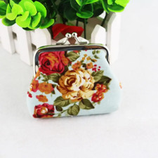 Floral Lock Coin Change Purse - New - Blue