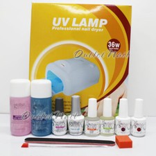 GELISH Nail Gel Manicure Starter Kit: UV LAMP PRO  Base Top Pick 2 Colors ...