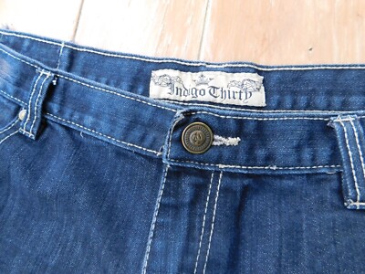 Indigo Thirty Jean Short Men's 44 Blue Denim Dark Wash Embroidered