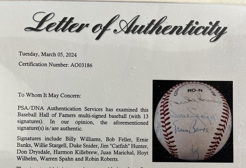 MLB HOF Autographed ONL Baseball Signed By 12 - Drysdale Banks Snider PSA/DNA - Picture 11 of 11
