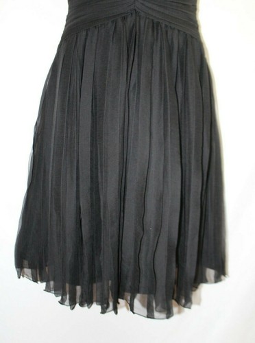 Tadashi Black Chiffon Silk Pleated Dress V Neck 12 - Picture 3 of 7