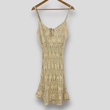 URBAN OUTFITTERS Womens UO Fairycore Ribbon Knit Mini Dress Beige L NEW RRP £46