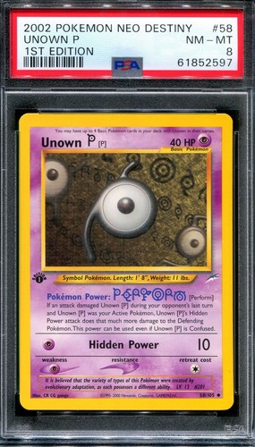 Unown [P] (1st Edition) graded PSA 8 for sale on eBay
