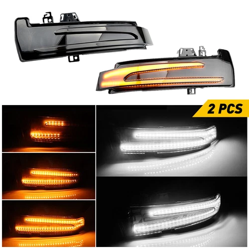 2X Luz de charco de señal de giro de espejo lateral LED secuencial para Mercedes Clase Benz。 - Imagen 2 de 10