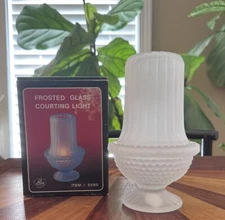 NIB Vtg Satin Frost Glass Fairy Lamp Candle Holder Made in Taiwan