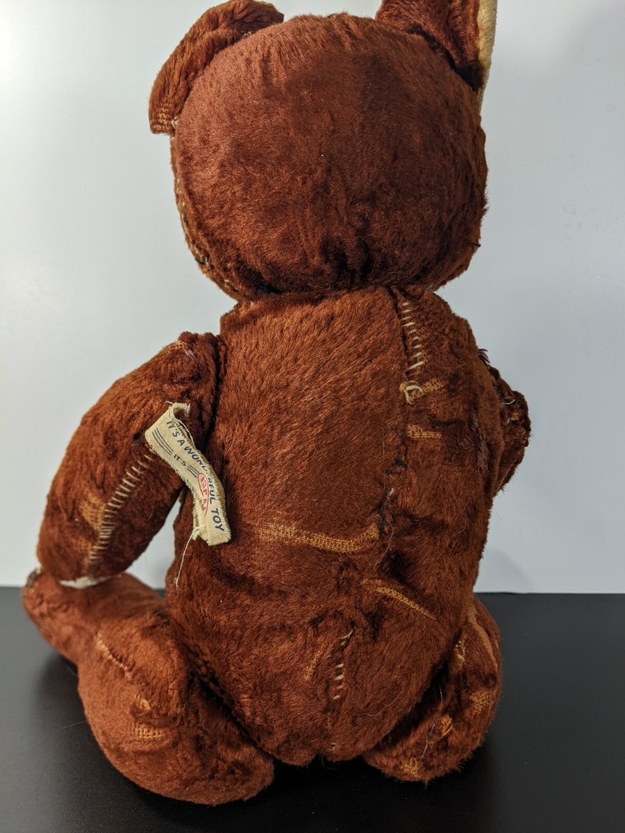 Vintage Ideal Toy Corp Articulated Teddy Bear, Brown, 14