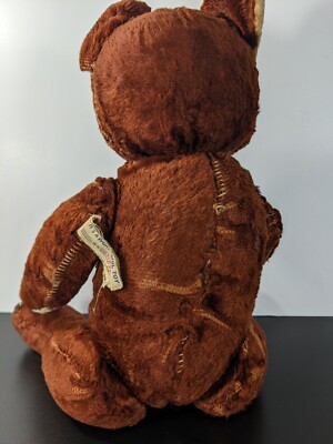 Vintage Ideal Toy Corp Articulated Teddy Bear, Brown, 14