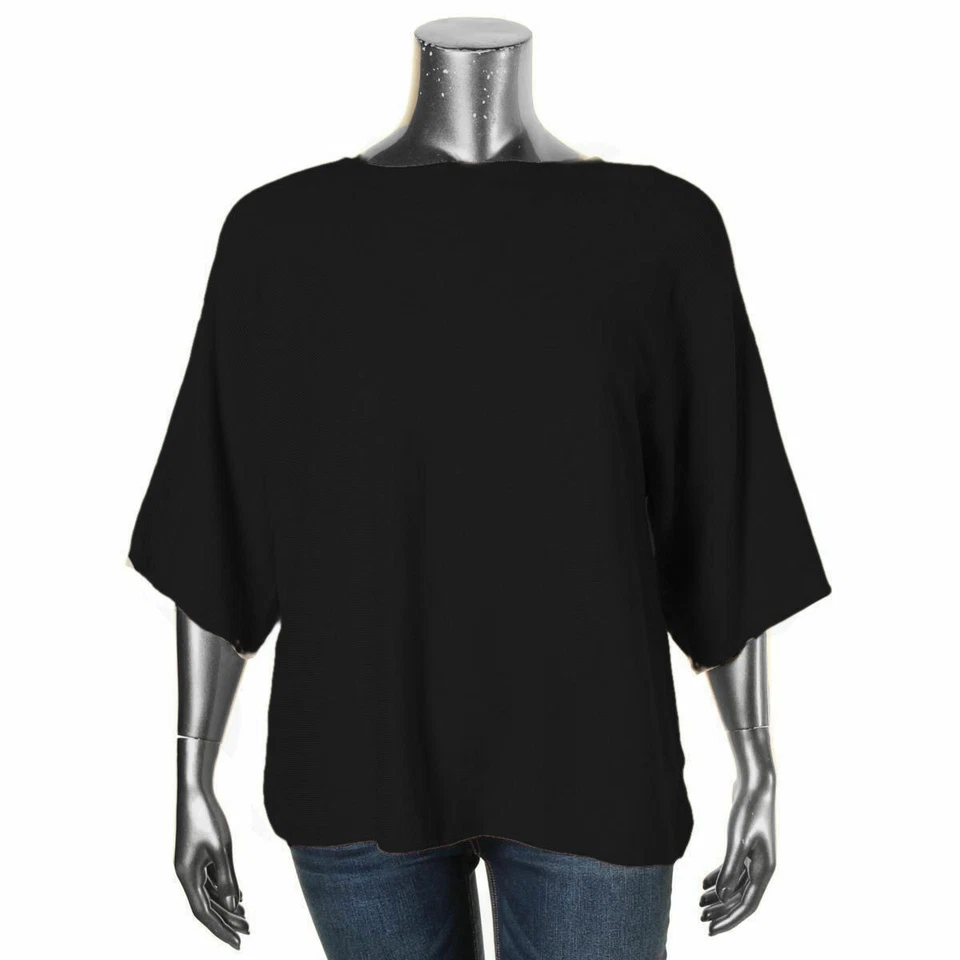 Suéter Pullover ALFANI Talla XL Tejido Acanalado Manga Kimono NEGRO Foto 2 de 2