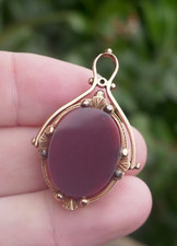 Antique Victorian Gold Filled Carnelian & Black Onyx Spinning Watch Fob / Locket