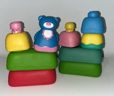 Vtg 1997 Mega Bloks Baby First Soft Blocks Peek-a-boo Bears And Stacking Bear