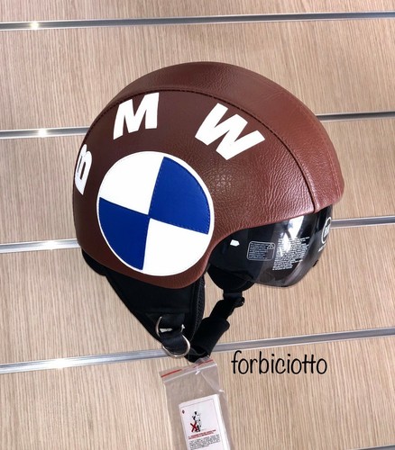 CASCO VINTAGE IN PELLE PERSONALIZZATO BMW CAFE RACER RETRO VISIERA INTERNA  | eBay