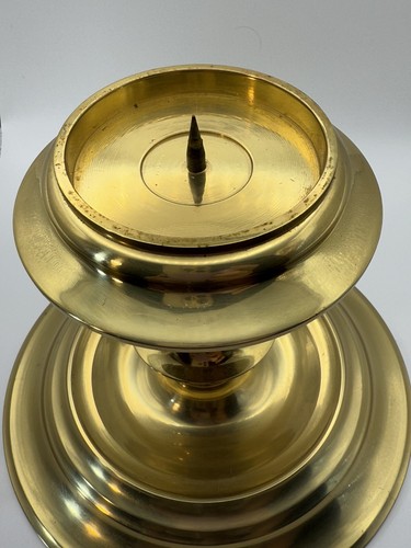 Candle Holder Brass Large Pilliar 6” Tall Base 7.5” 3 Pounds Heavy - 第 4/8 張圖片