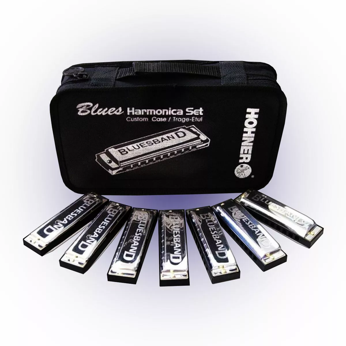 Hohner Blues Band 7 Piece Harmonica Set With Harp Carry Case A Bb