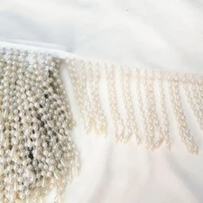 1 Yard Handmade Curtain Sewing Beaded DIY Faux Pearl Edging Fringe Tassel Trim