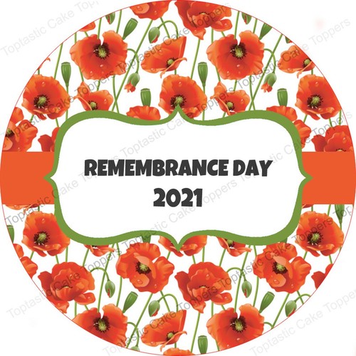 Personalised Poppy Flowers Remembrance Sunday Day Edible Icing Party