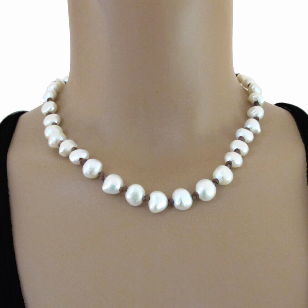 Mother of Pearl LV Button Necklace - Designer Button Jewelry