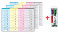 3 x immerwährender Wandkalender nass abwischbar Dauerkalender B1 100x70 + Stifte