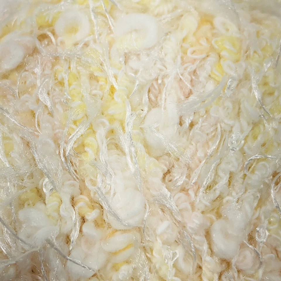 复古 Patons Freesia 纱线棉混纺笨重毛圈黄色白色 2873 5 包 — 第 2/4 张图片