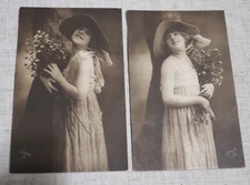 2 SUNSHINE   Women  Lady  Antique 1910 POSTCARDS Raphael Tuck  4658