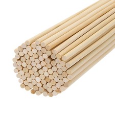 Round Wood Sticks 1/5x16" Dowel Rod Unfinished Hardwood Stick Craft 100Pcs