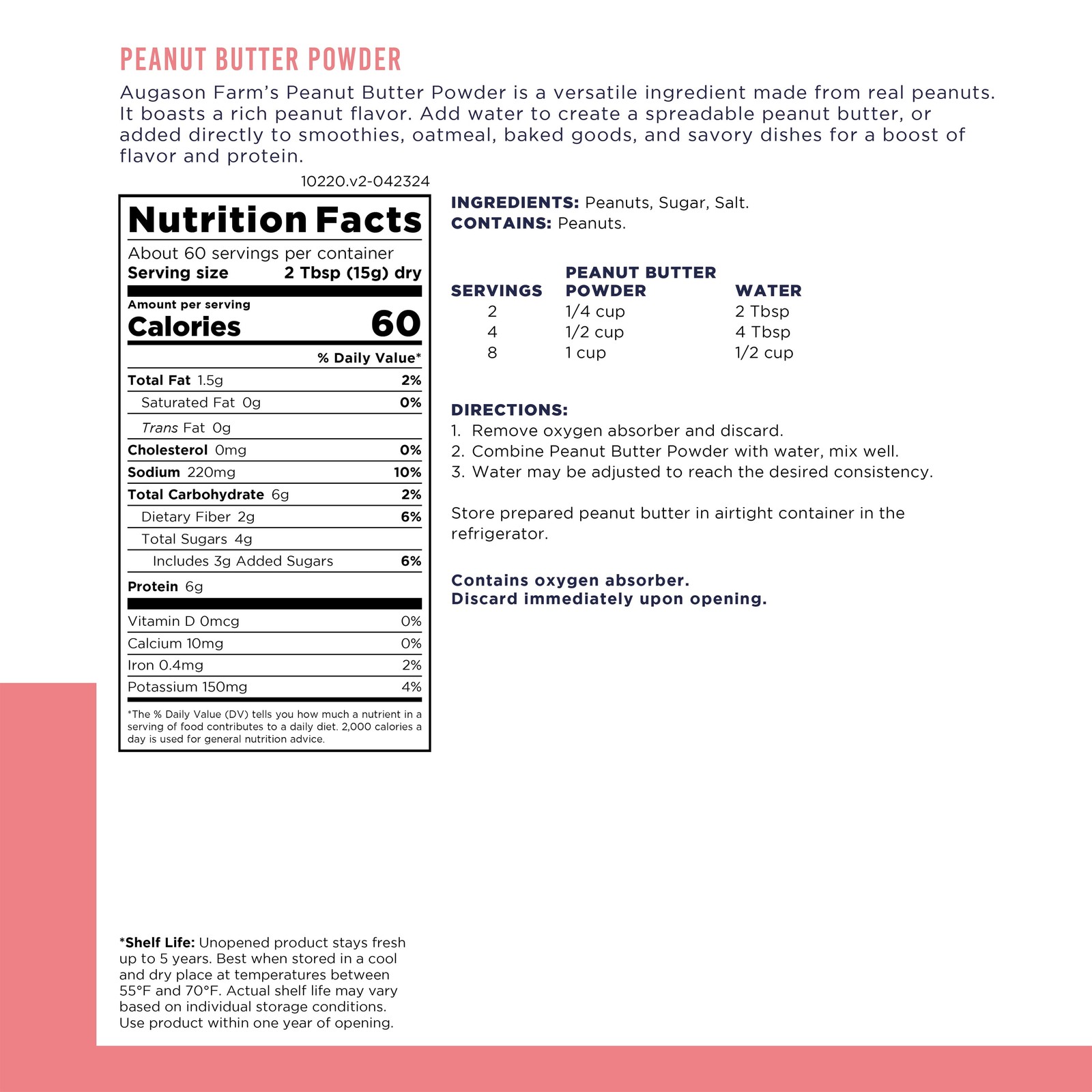 New Augason Farms Peanut Butter Powder 2 lbs No. 10 Can