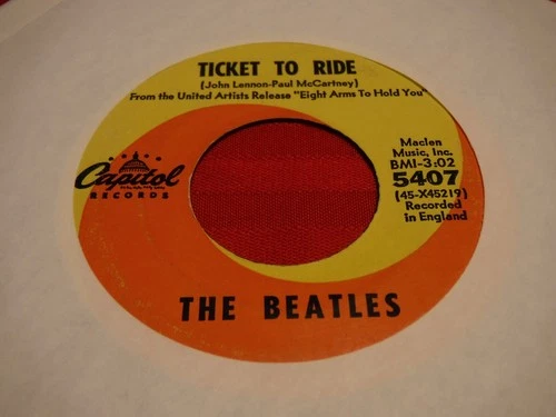 Beatles Ticket To Ride Yes It Is 1965 7" 45 RPM Capitol 5407 Lennon McCartney