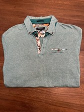 Ted Baker London Shirt Mens 5 XL Green Revere Polo Jacquard Short Sleeve Preppy